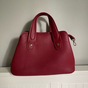Zara Red Mid Size City Bag Handbag With Long Strap